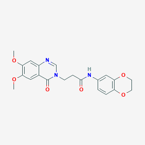 molecular formula C21H21N3O6 B11010838 N-(2,3-dihydro-1,4-benzodioxin-6-yl)-3-(6,7-dimethoxy-4-oxoquinazolin-3(4H)-yl)propanamide 