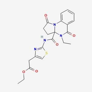 Ethyl 2-(2-(4-ethyl-1,5-dioxo-1,2,3,3a,4,5-hexahydropyrrolo[1,2-a]quinazoline-3a-carboxamido)thiazol-4-yl)acetate