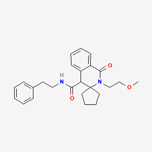 molecular formula C25H30N2O3 B11010870 2'-(2-methoxyethyl)-1'-oxo-N-(2-phenylethyl)-1',4'-dihydro-2'H-spiro[cyclopentane-1,3'-isoquinoline]-4'-carboxamide 