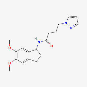 molecular formula C18H23N3O3 B11010877 N-(5,6-dimethoxy-2,3-dihydro-1H-inden-1-yl)-4-(1H-pyrazol-1-yl)butanamide 