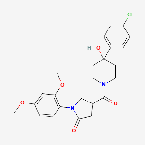 molecular formula C24H27ClN2O5 B11010926 4-{[4-(4-Chlorophenyl)-4-hydroxypiperidin-1-yl]carbonyl}-1-(2,4-dimethoxyphenyl)pyrrolidin-2-one 