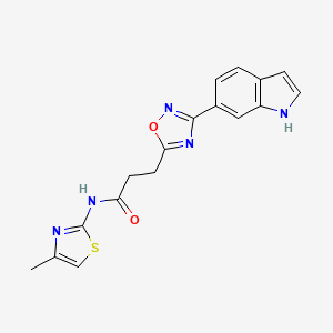 molecular formula C17H15N5O2S B11010928 3-[3-(1H-indol-6-yl)-1,2,4-oxadiazol-5-yl]-N-(4-methyl-1,3-thiazol-2-yl)propanamide 