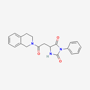 molecular formula C20H19N3O3 B11010930 5-[2-(3,4-dihydroisoquinolin-2(1H)-yl)-2-oxoethyl]-3-phenylimidazolidine-2,4-dione 