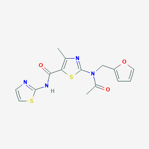 molecular formula C15H14N4O3S2 B11010985 2-[acetyl(furan-2-ylmethyl)amino]-4-methyl-N-(1,3-thiazol-2-yl)-1,3-thiazole-5-carboxamide 