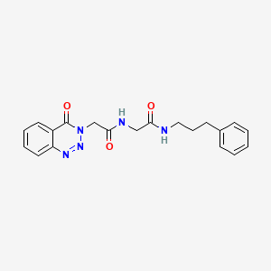 molecular formula C20H21N5O3 B11010986 N~2~-[(4-oxo-1,2,3-benzotriazin-3(4H)-yl)acetyl]-N-(3-phenylpropyl)glycinamide 