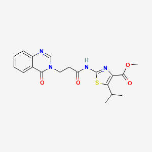 molecular formula C19H20N4O4S B11011015 methyl 2-{[3-(4-oxoquinazolin-3(4H)-yl)propanoyl]amino}-5-(propan-2-yl)-1,3-thiazole-4-carboxylate 