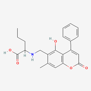 molecular formula C22H23NO5 B11011083 N-[(5-hydroxy-7-methyl-2-oxo-4-phenyl-2H-chromen-6-yl)methyl]norvaline 