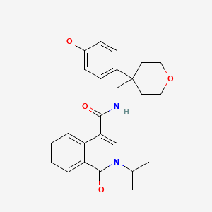 molecular formula C26H30N2O4 B11011124 2-isopropyl-N-{[4-(4-methoxyphenyl)tetrahydro-2H-pyran-4-yl]methyl}-1-oxo-1,2-dihydro-4-isoquinolinecarboxamide 