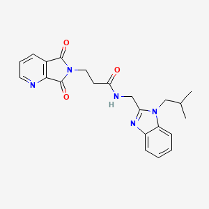 molecular formula C22H23N5O3 B11011128 3-(5,7-dioxo-5,7-dihydro-6H-pyrrolo[3,4-b]pyridin-6-yl)-N-{[1-(2-methylpropyl)-1H-benzimidazol-2-yl]methyl}propanamide 