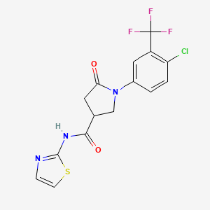 molecular formula C15H11ClF3N3O2S B11011152 1-[4-chloro-3-(trifluoromethyl)phenyl]-5-oxo-N-(1,3-thiazol-2-yl)pyrrolidine-3-carboxamide 