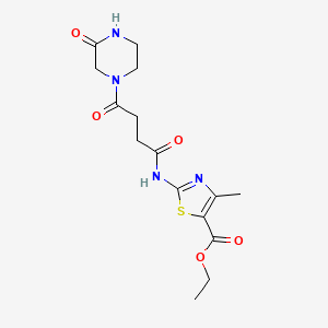 molecular formula C15H20N4O5S B11011208 Ethyl 4-methyl-2-{[4-oxo-4-(3-oxopiperazin-1-yl)butanoyl]amino}-1,3-thiazole-5-carboxylate 