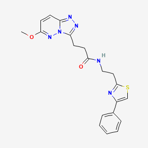 molecular formula C20H20N6O2S B11011211 3-(6-methoxy[1,2,4]triazolo[4,3-b]pyridazin-3-yl)-N-[2-(4-phenyl-1,3-thiazol-2-yl)ethyl]propanamide 