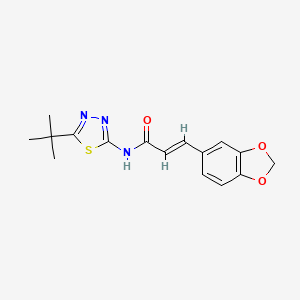 molecular formula C16H17N3O3S B11011225 (2E)-3-(1,3-benzodioxol-5-yl)-N-(5-tert-butyl-1,3,4-thiadiazol-2-yl)prop-2-enamide 