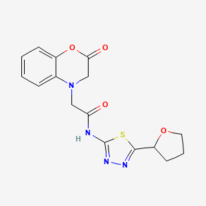 2-(2-oxo-2H-benzo[b][1,4]oxazin-4(3H)-yl)-N-(5-(tetrahydrofuran-2-yl)-1,3,4-thiadiazol-2-yl)acetamide