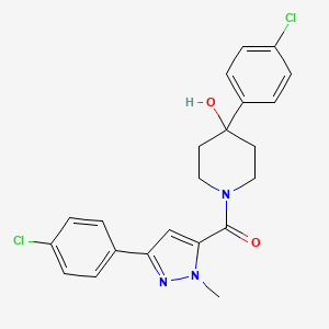 molecular formula C22H21Cl2N3O2 B11011238 [4-(4-chlorophenyl)-4-hydroxypiperidino][3-(4-chlorophenyl)-1-methyl-1H-pyrazol-5-yl]methanone 