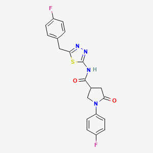 molecular formula C20H16F2N4O2S B11011250 N-[(2E)-5-(4-fluorobenzyl)-1,3,4-thiadiazol-2(3H)-ylidene]-1-(4-fluorophenyl)-5-oxopyrrolidine-3-carboxamide 