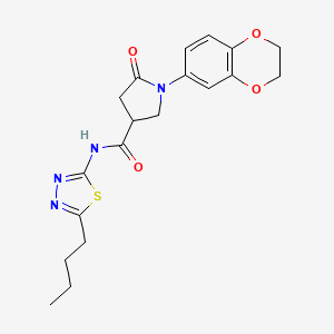 molecular formula C19H22N4O4S B11011258 N-(5-butyl-1,3,4-thiadiazol-2-yl)-1-(2,3-dihydro-1,4-benzodioxin-6-yl)-5-oxopyrrolidine-3-carboxamide 