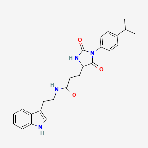 3-{2,5-dioxo-1-[4-(propan-2-yl)phenyl]imidazolidin-4-yl}-N-[2-(1H-indol-3-yl)ethyl]propanamide