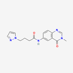 molecular formula C16H17N5O2 B11011341 N-(3-methyl-4-oxo-3,4-dihydroquinazolin-6-yl)-4-(1H-pyrazol-1-yl)butanamide 