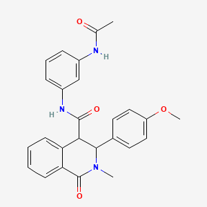 molecular formula C26H25N3O4 B11011380 N-[3-(acetylamino)phenyl]-3-(4-methoxyphenyl)-2-methyl-1-oxo-1,2,3,4-tetrahydroisoquinoline-4-carboxamide 