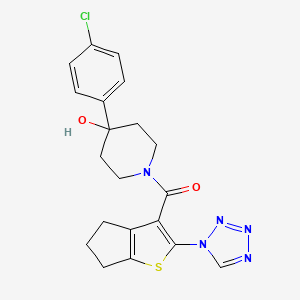 molecular formula C20H20ClN5O2S B11011405 [4-(4-chlorophenyl)-4-hydroxypiperidin-1-yl][2-(1H-tetrazol-1-yl)-5,6-dihydro-4H-cyclopenta[b]thiophen-3-yl]methanone 