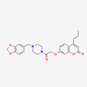 7-{2-[4-(1,3-benzodioxol-5-ylmethyl)piperazino]-2-oxoethoxy}-4-propyl-2H-chromen-2-one