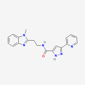 molecular formula C19H18N6O B11011443 N-[2-(1-methyl-1H-benzimidazol-2-yl)ethyl]-5-(pyridin-2-yl)-1H-pyrazole-3-carboxamide 