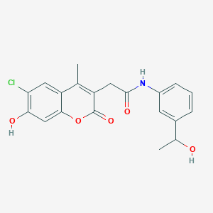 2-(6-chloro-7-hydroxy-4-methyl-2-oxo-2H-chromen-3-yl)-N-[3-(1-hydroxyethyl)phenyl]acetamide