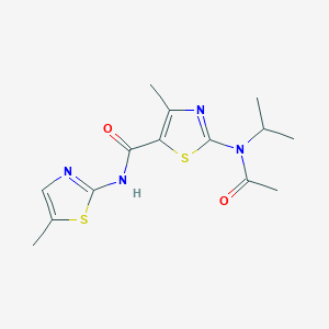 molecular formula C14H18N4O2S2 B11011528 2-[acetyl(propan-2-yl)amino]-4-methyl-N-(5-methyl-1,3-thiazol-2-yl)-1,3-thiazole-5-carboxamide 