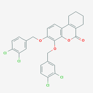 molecular formula C27H20Cl4O4 B11011584 3,4-bis[(3,4-dichlorobenzyl)oxy]-7,8,9,10-tetrahydro-6H-benzo[c]chromen-6-one 