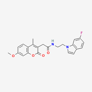 molecular formula C23H21FN2O4 B11011594 N-[2-(6-fluoro-1H-indol-1-yl)ethyl]-2-(7-methoxy-4-methyl-2-oxo-2H-chromen-3-yl)acetamide 