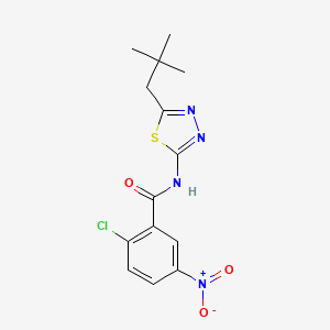 molecular formula C14H15ClN4O3S B11011625 2-chloro-N-[5-(2,2-dimethylpropyl)-1,3,4-thiadiazol-2-yl]-5-nitrobenzamide 