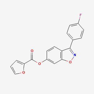 molecular formula C18H10FNO4 B11011727 3-(4-Fluorophenyl)-1,2-benzisoxazol-6-yl 2-furoate 