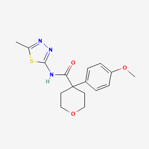 molecular formula C16H19N3O3S B11011761 4-(4-methoxyphenyl)-N-(5-methyl-1,3,4-thiadiazol-2-yl)tetrahydro-2H-pyran-4-carboxamide 