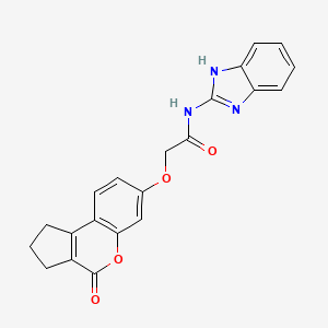 molecular formula C21H17N3O4 B11011834 N-(1H-benzimidazol-2-yl)-2-[(4-oxo-1,2,3,4-tetrahydrocyclopenta[c]chromen-7-yl)oxy]acetamide 