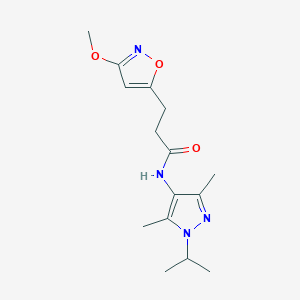 molecular formula C15H22N4O3 B11011841 N-[3,5-dimethyl-1-(propan-2-yl)-1H-pyrazol-4-yl]-3-(3-methoxy-1,2-oxazol-5-yl)propanamide 