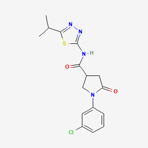 molecular formula C16H17ClN4O2S B11011844 1-(3-chlorophenyl)-5-oxo-N-[5-(propan-2-yl)-1,3,4-thiadiazol-2-yl]pyrrolidine-3-carboxamide 