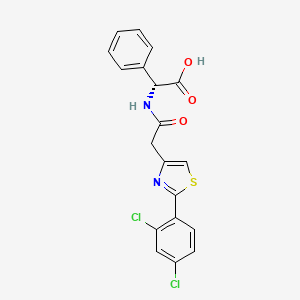 molecular formula C19H14Cl2N2O3S B11011861 (2R)-({[2-(2,4-dichlorophenyl)-1,3-thiazol-4-yl]acetyl}amino)(phenyl)ethanoic acid 