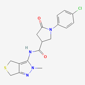 molecular formula C17H17ClN4O2S B11011932 1-(4-chlorophenyl)-N-(2-methyl-2,6-dihydro-4H-thieno[3,4-c]pyrazol-3-yl)-5-oxopyrrolidine-3-carboxamide 