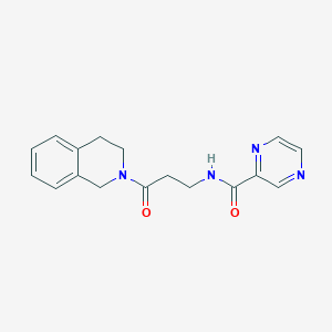 molecular formula C17H18N4O2 B11011940 N-{3-[3,4-dihydro-2(1H)-isoquinolinyl]-3-oxopropyl}-2-pyrazinecarboxamide 