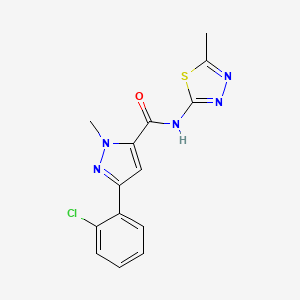 molecular formula C14H12ClN5OS B11011962 3-(2-chlorophenyl)-1-methyl-N-(5-methyl-1,3,4-thiadiazol-2-yl)-1H-pyrazole-5-carboxamide 