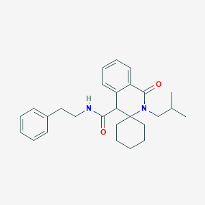 molecular formula C27H34N2O2 B11011992 2'-Isobutyl-1'-oxo-{N}-(2-phenylethyl)-1',4'-dihydro-2'{H}-spiro[cyclohexane-1,3'-isoquinoline]-4'-carboxamide 