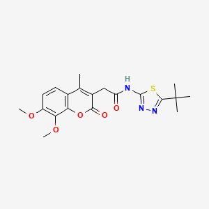 N-[(2E)-5-tert-butyl-1,3,4-thiadiazol-2(3H)-ylidene]-2-(7,8-dimethoxy-4-methyl-2-oxo-2H-chromen-3-yl)acetamide