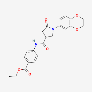 Ethyl 4-({[1-(2,3-dihydro-1,4-benzodioxin-6-yl)-5-oxopyrrolidin-3-yl]carbonyl}amino)benzoate