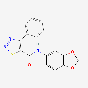 molecular formula C16H11N3O3S B11012039 N-(1,3-benzodioxol-5-yl)-4-phenyl-1,2,3-thiadiazole-5-carboxamide 