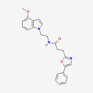 molecular formula C23H23N3O3 B11012064 N-[2-(4-methoxy-1H-indol-1-yl)ethyl]-3-(5-phenyl-1,3-oxazol-2-yl)propanamide 