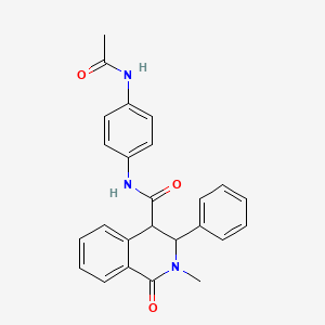 molecular formula C25H23N3O3 B11012074 N-[4-(acetylamino)phenyl]-2-methyl-1-oxo-3-phenyl-1,2,3,4-tetrahydroisoquinoline-4-carboxamide 