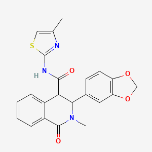 molecular formula C22H19N3O4S B11012081 3-(1,3-benzodioxol-5-yl)-2-methyl-N-[(2Z)-4-methyl-1,3-thiazol-2(3H)-ylidene]-1-oxo-1,2,3,4-tetrahydroisoquinoline-4-carboxamide 