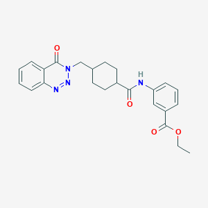 molecular formula C24H26N4O4 B11012095 ethyl 3-[({trans-4-[(4-oxo-1,2,3-benzotriazin-3(4H)-yl)methyl]cyclohexyl}carbonyl)amino]benzoate 