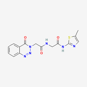 molecular formula C15H14N6O3S B11012120 N-(5-methyl-1,3-thiazol-2-yl)-N~2~-[(4-oxo-1,2,3-benzotriazin-3(4H)-yl)acetyl]glycinamide 